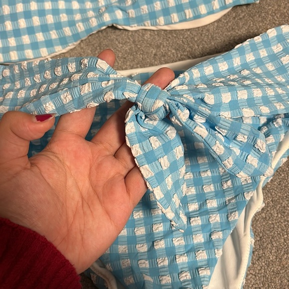 Aerie NWT gingham bikini set 💙🤍 L TOP, M BOTTOM - Picture 4 of 6